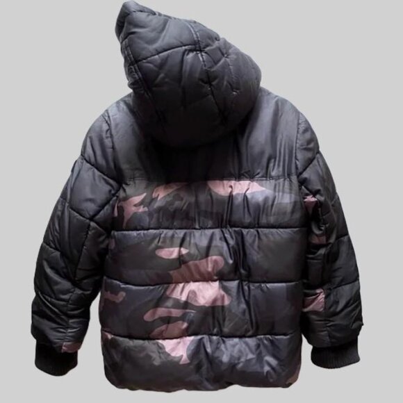 Michael Kors Boys 3T Puffer Jacket Black Camo Hooded Winter Coat - Picture 2 of 9